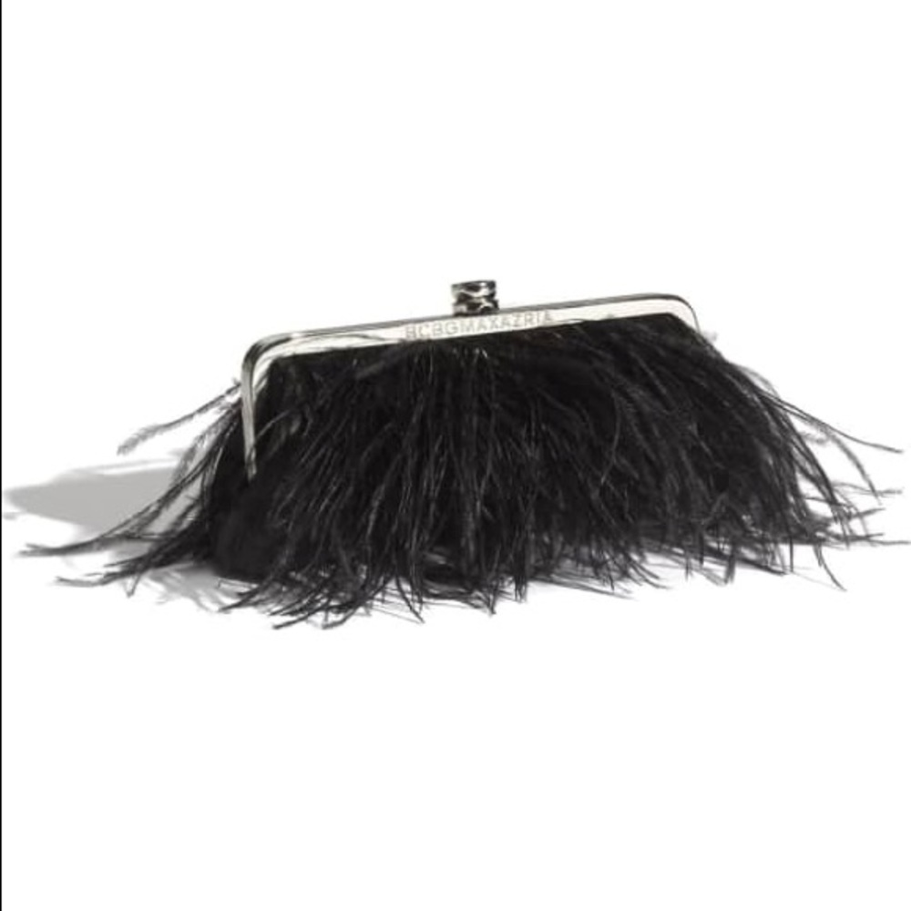 BCBG MaxAzria Black Feather Clutch